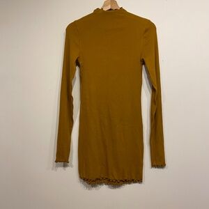 Organic Basics Core Rib Mock Neck Long Sleeve Mini Dress Size Small